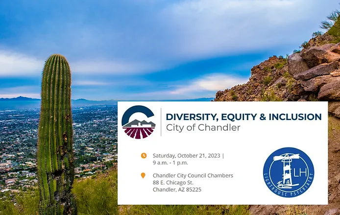 View of Chandler, AZ with event details for the Diversity, Equity & Inclusion City Council Chambers.